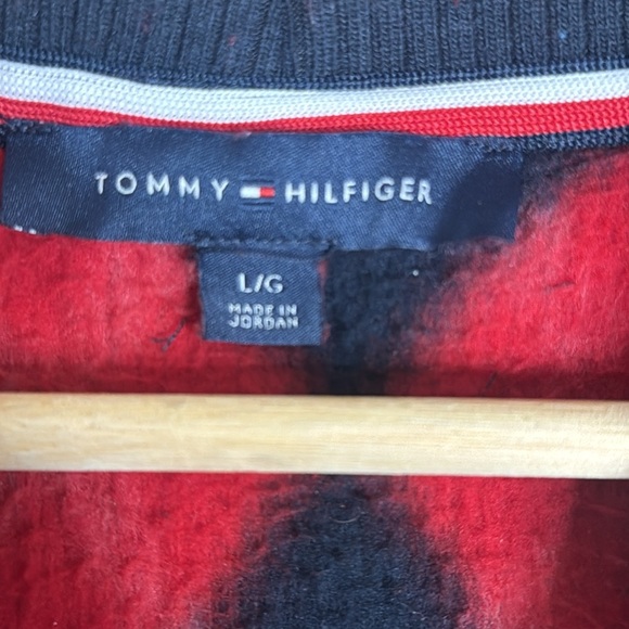 Tommy Hilfiger Fluffy Blue and Red Argyle Button Front Jacket Size large - Picture 6 of 10